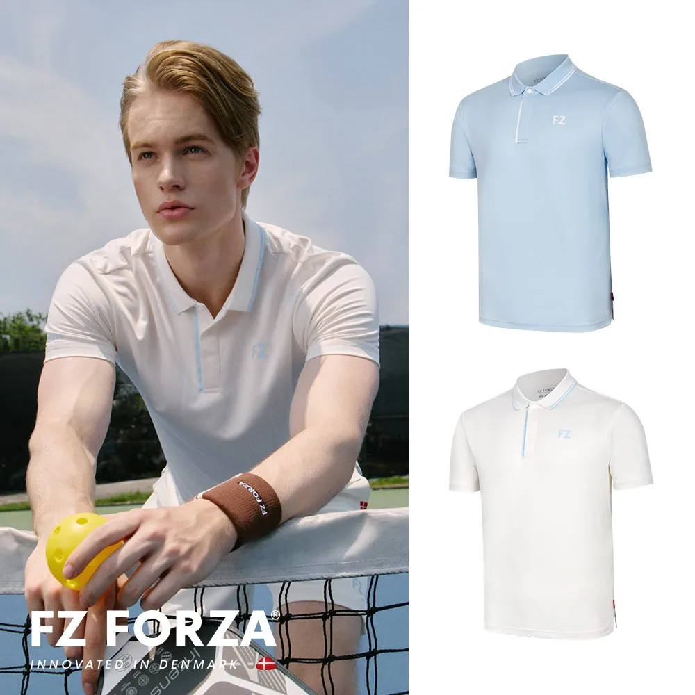 FZ FORZA 中性針織 POLO 衫,淺藍與白色