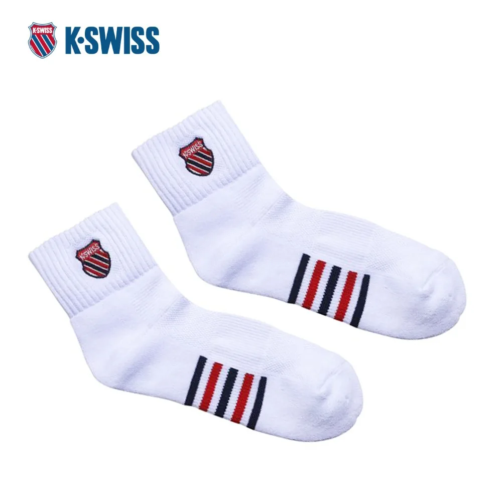 K-SWISS 白色厚底運動襪,紅藍條紋