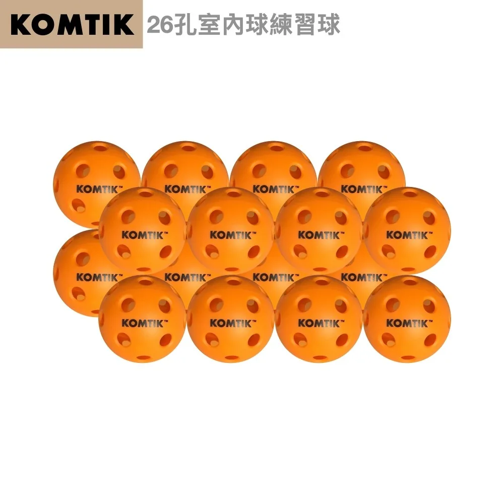 KOMTIK 橘色 26 孔室內練習球十六顆,新版
