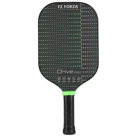 黑色點陣紋拍面印 Drive 1000，綠色頸部與黑握把